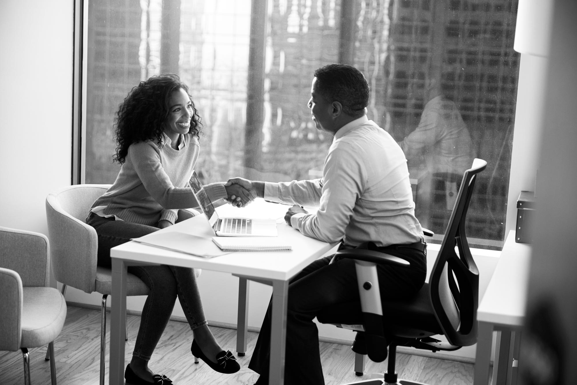 Business owner and advisor handshake